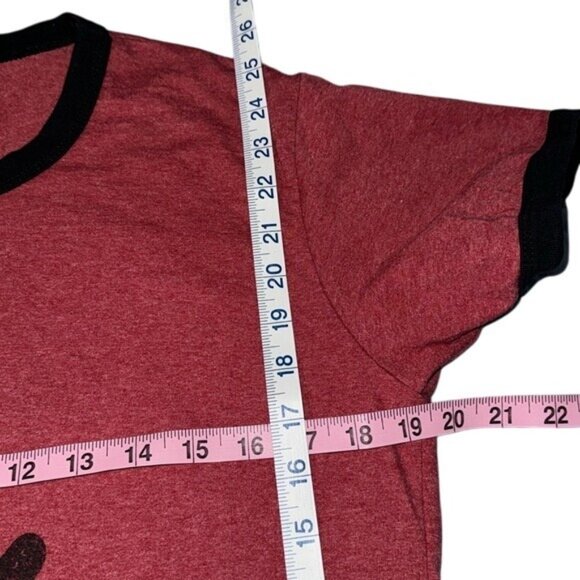 Disney Minnie Mouse Red Ringer Tee With Black Trim Womens XL Cotton Blend - Picture 6 of 6